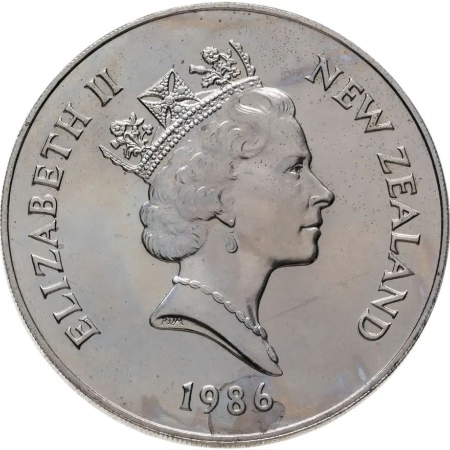 Новая Зеландия 1 доллар (dollar) 1986  "Королевский визит", реверс