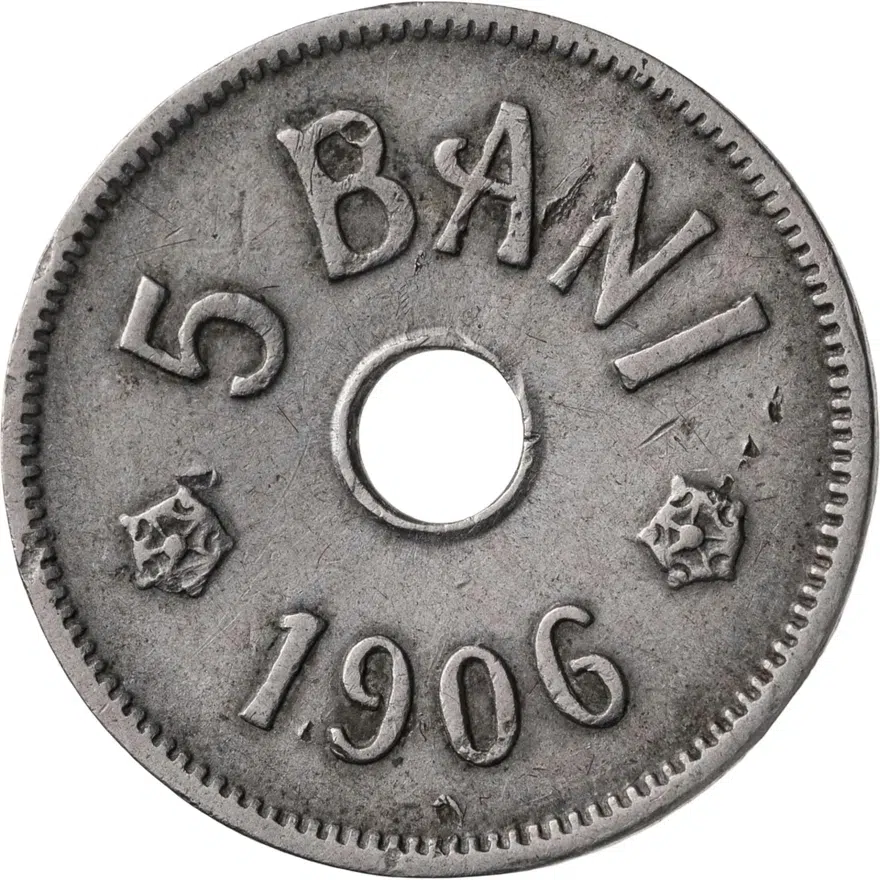 Румыния 5 банов (bani) 1906 J  знак монетного двора: "J" - Гамбург, аверс