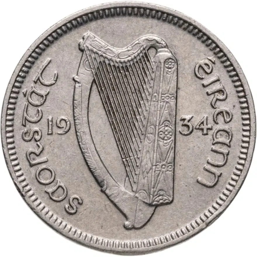 Ирландия 3 пенса (pence) 1934, реверс