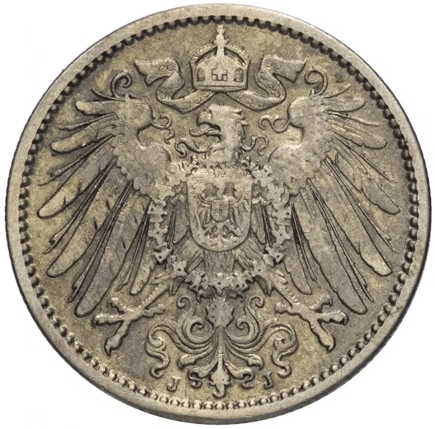 Германия 1 марка 1907 "J", реверс