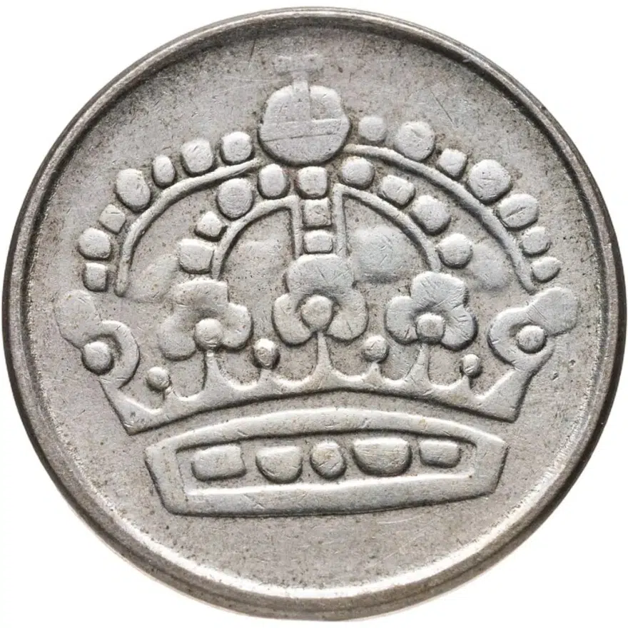 Швеция 25 эре (ore) 1955, реверс