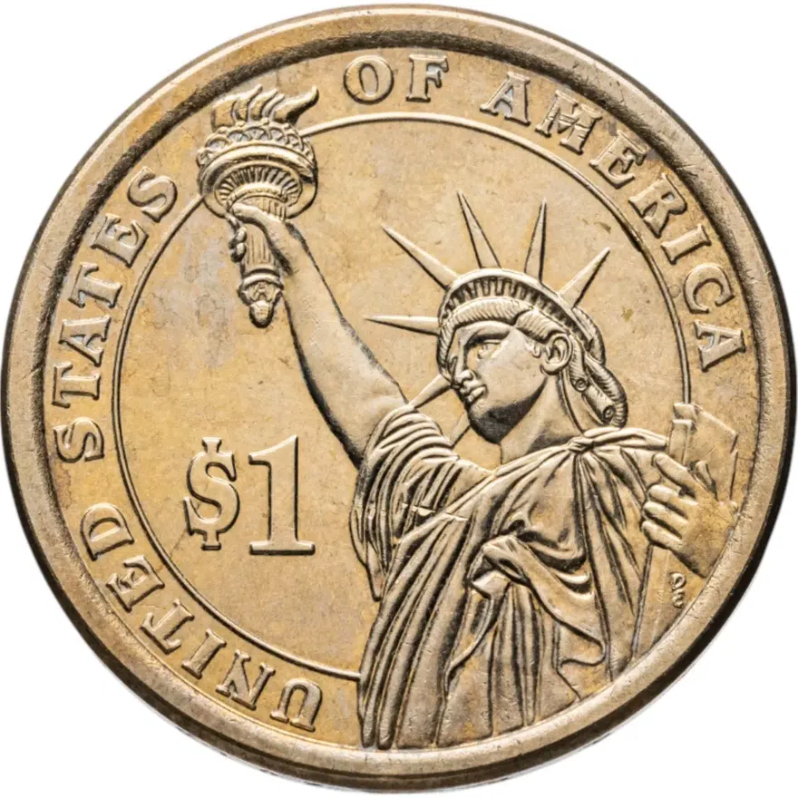 США 1 доллар (dollar) 2015 D Президент США - Дуайт Эйзенхауэр (1953–1961) знак монетного двора: "D" - Денвер, реверс