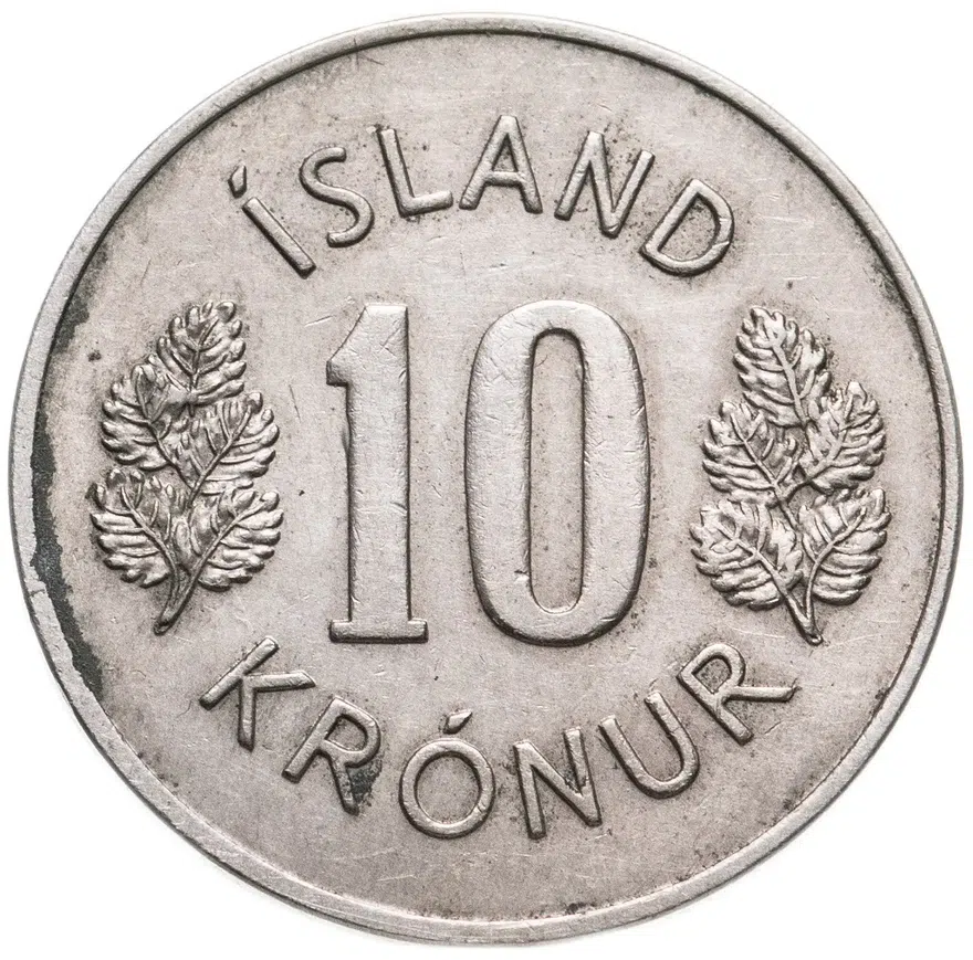 Исландия 10 крон (kronur) 1969, аверс