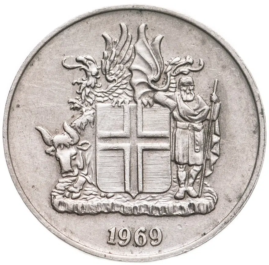 Исландия 10 крон (kronur) 1969, реверс