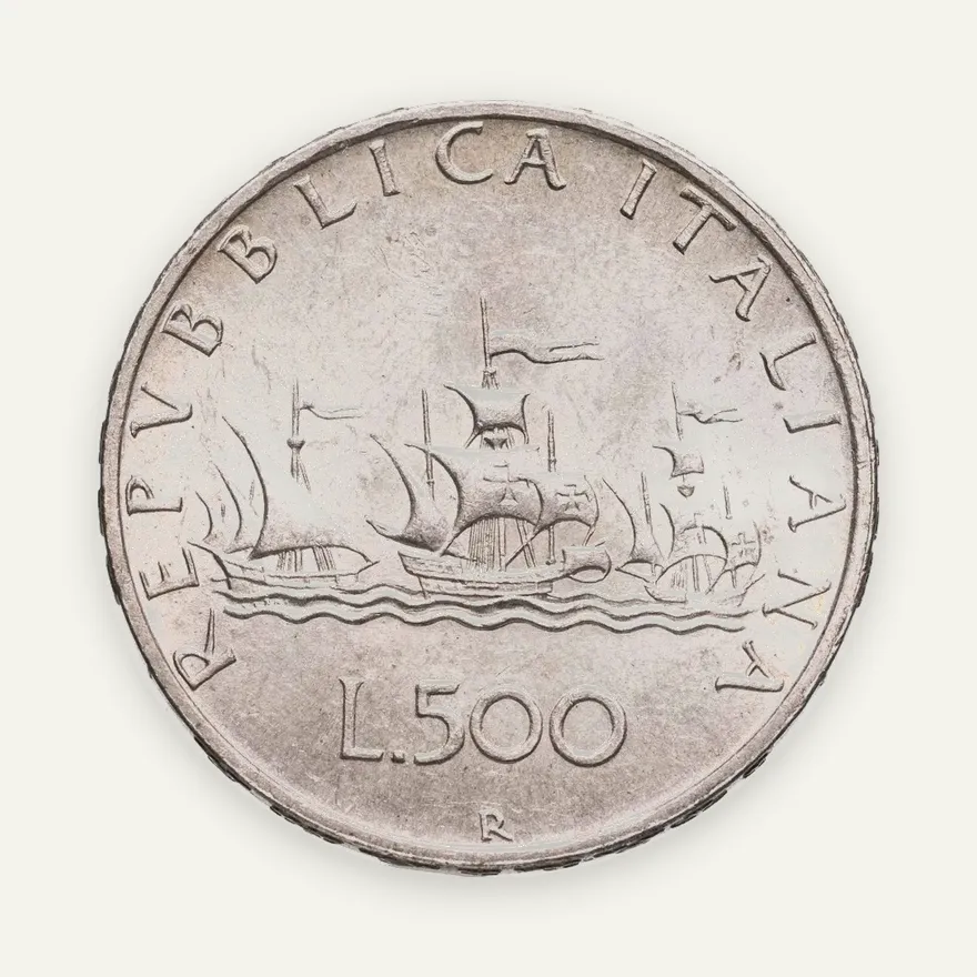 Италия 500 лир (lire) 1960, реверс