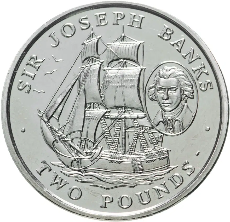 Южная Георгия 2 фунта (pounds) 2001  Сэр Джозеф Бэнкс