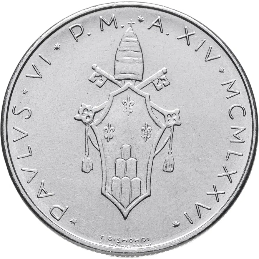 Ватикан 100 лир (lire) 1976, реверс