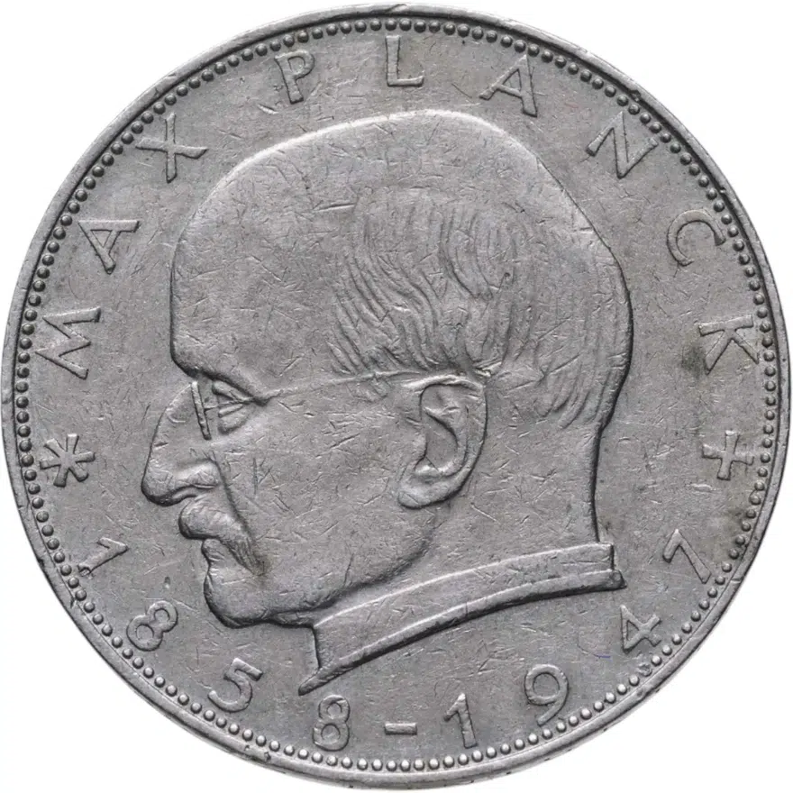 Германия (ФРГ) 2 марки 1962 Макс Планк знак монетного двора: "D" - Мюнхен, реверс