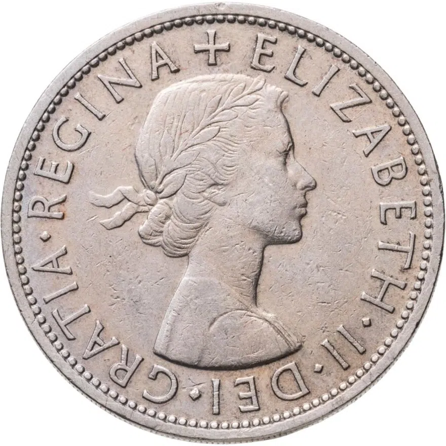 Великобритания 1/2 кроны (crown) 1959, аверс