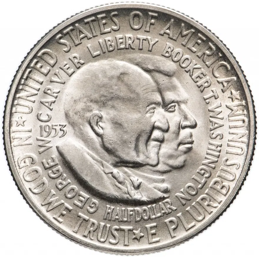 США 50 центов (1/2 доллара, half dollar) 1953 S "Джордж Вашингтон Карвер и Букер Талиафер Вашингтон", реверс
