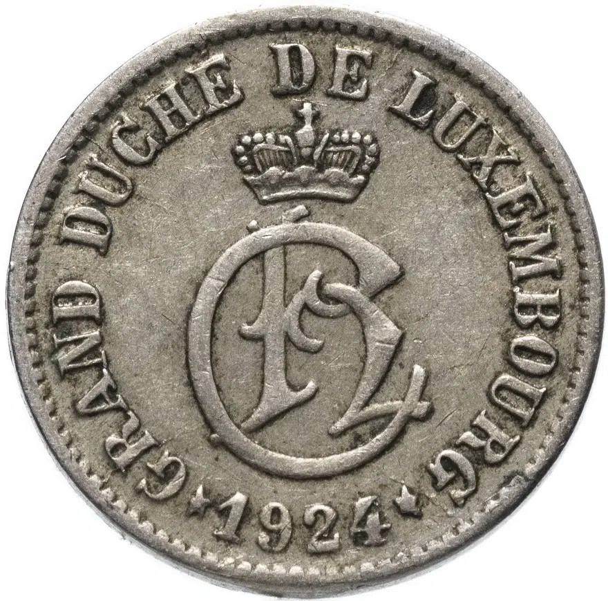 Люксембург 5 сантимов (centimes) 1924, реверс