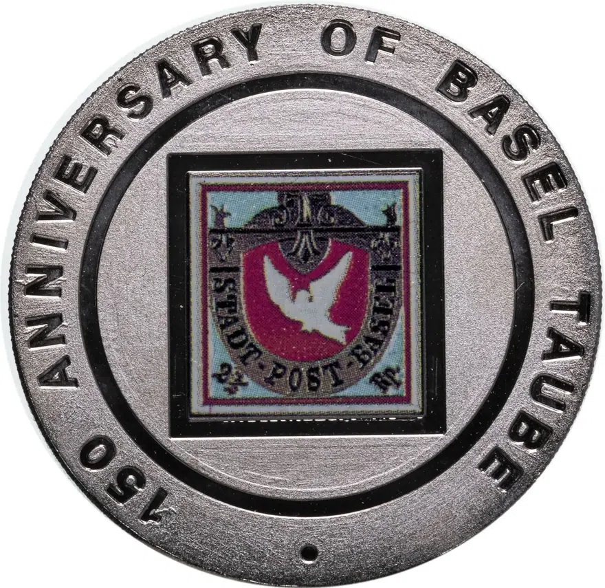 Экваториальная Гвинея 1000 франков (francs) 1995  Знаменитые марки - 150 лет марке "Baseler Taube", реверс