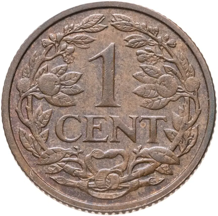 Нидерланды 1 цент (cent) 1938, аверс