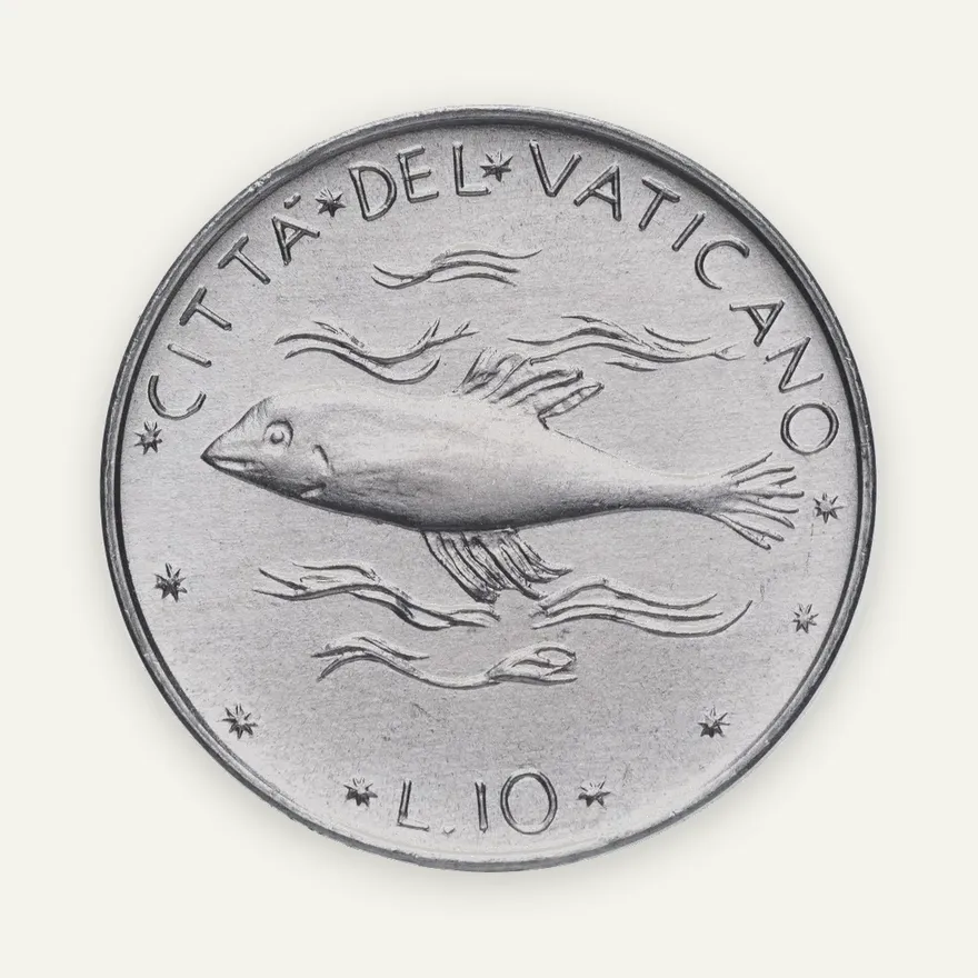 Ватикан 10 лир (lire) 1977, реверс