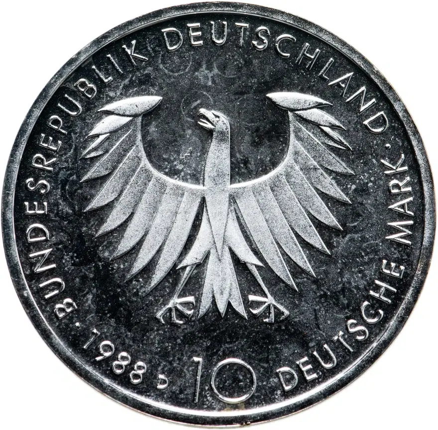 Германия 10 марок (deutsche mark) 1988  200 лет со дня рождения Артура Шопенгауэра, реверс