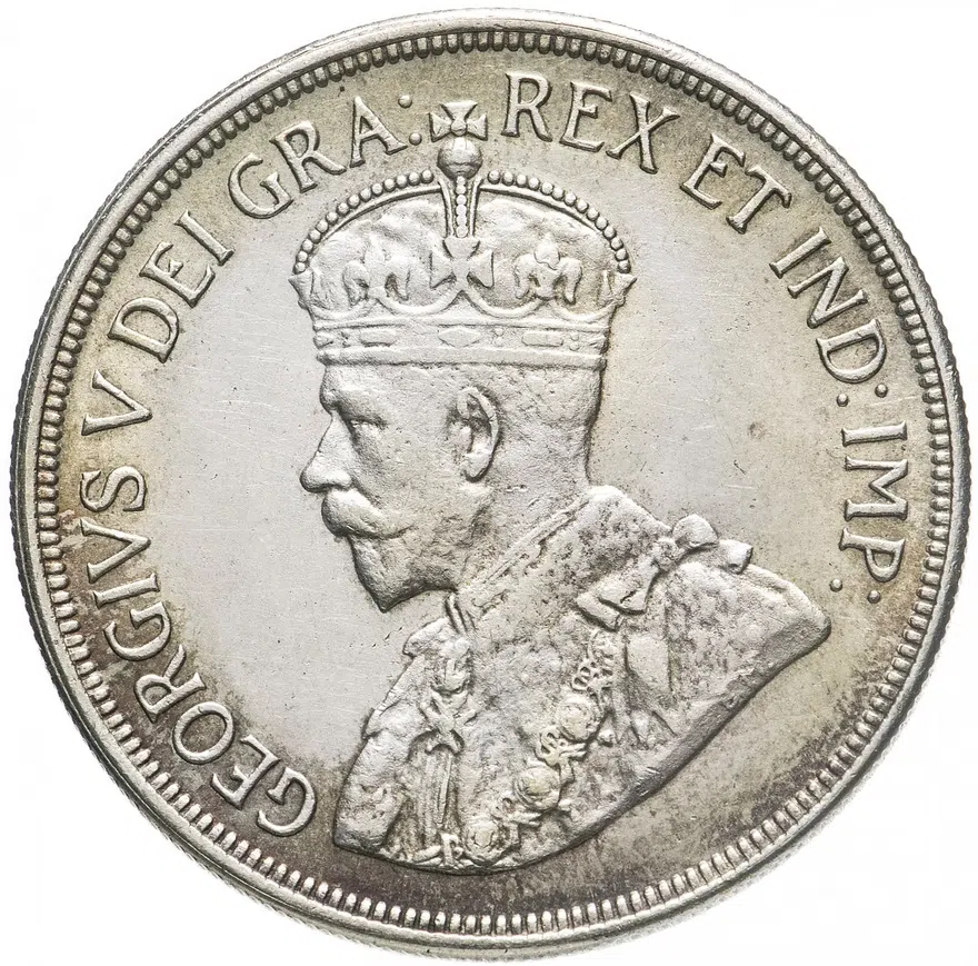 Кипр 45 пиастров (piastres) 1928  50 лет английскому Кипру, аверс
