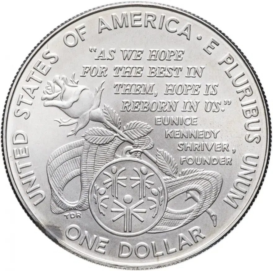 США 1 доллар (dollar) 1995 Special Olympics (Специальные Олимпийские игры), реверс