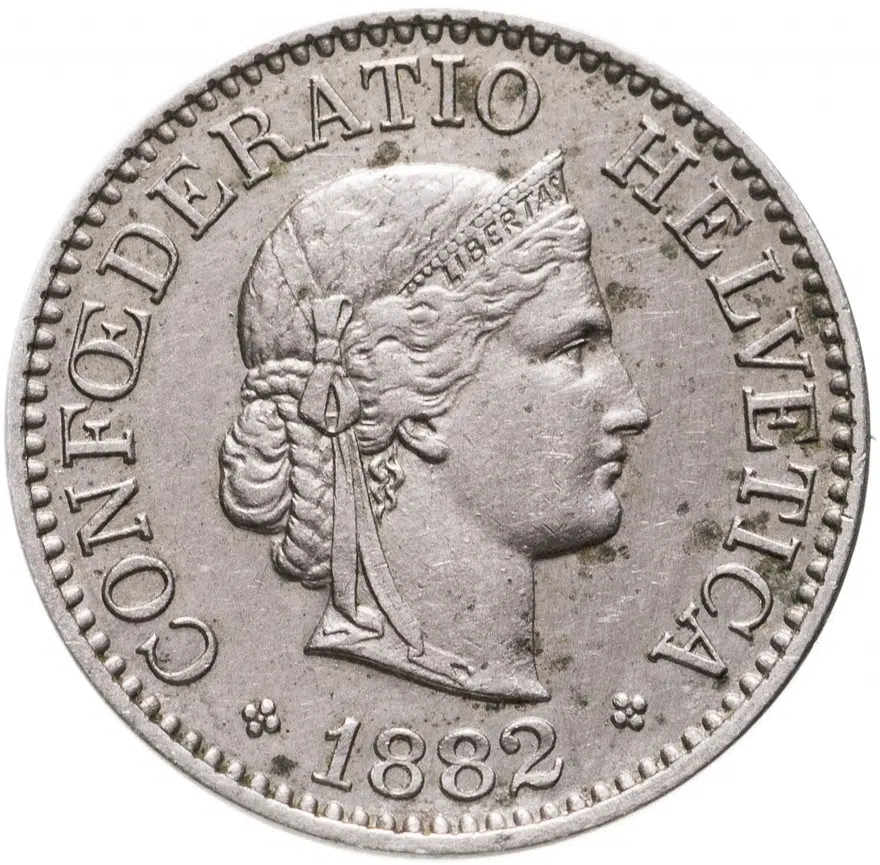 Швейцария 10 раппенов (rappen) 1882