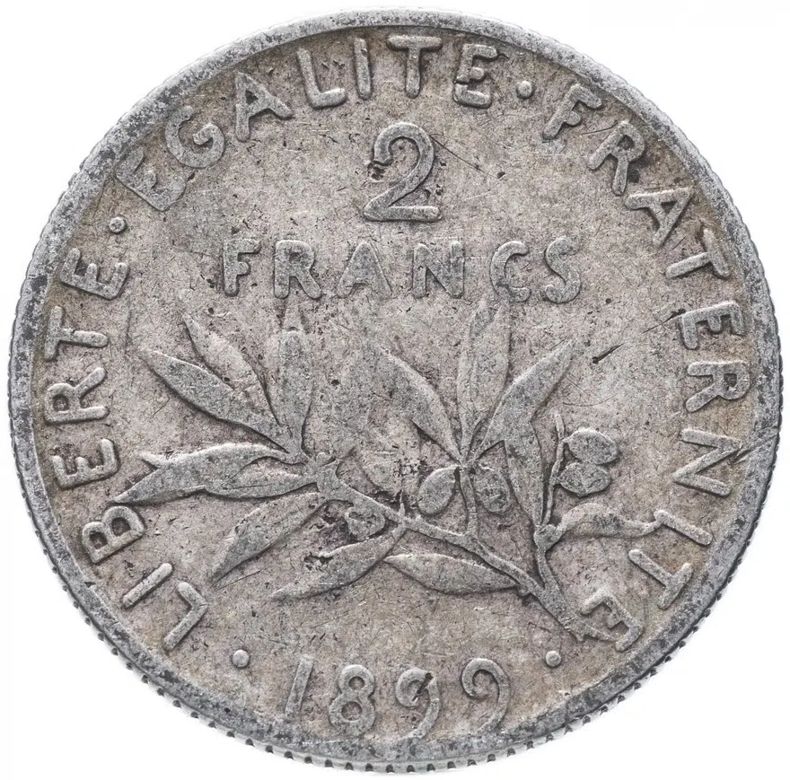 Франция 2 франка (francs) 1899, реверс