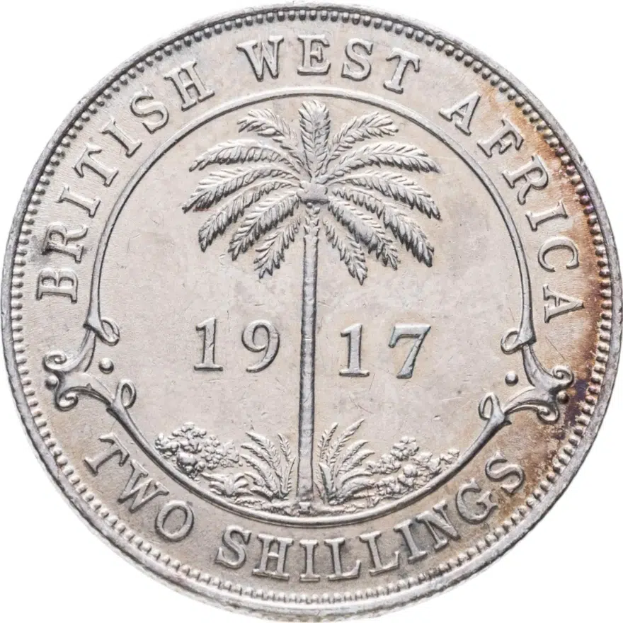 Британская Западная Африка 2 шиллинга (shillings) 1917, аверс