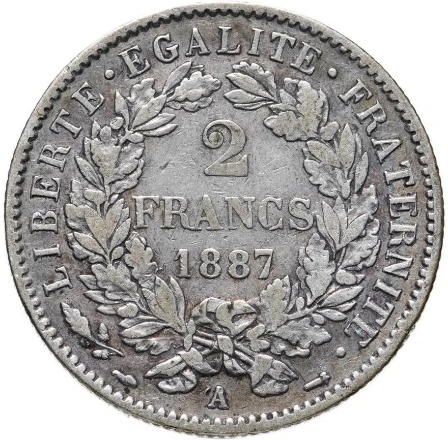 Франция 2 франка (francs) 1887