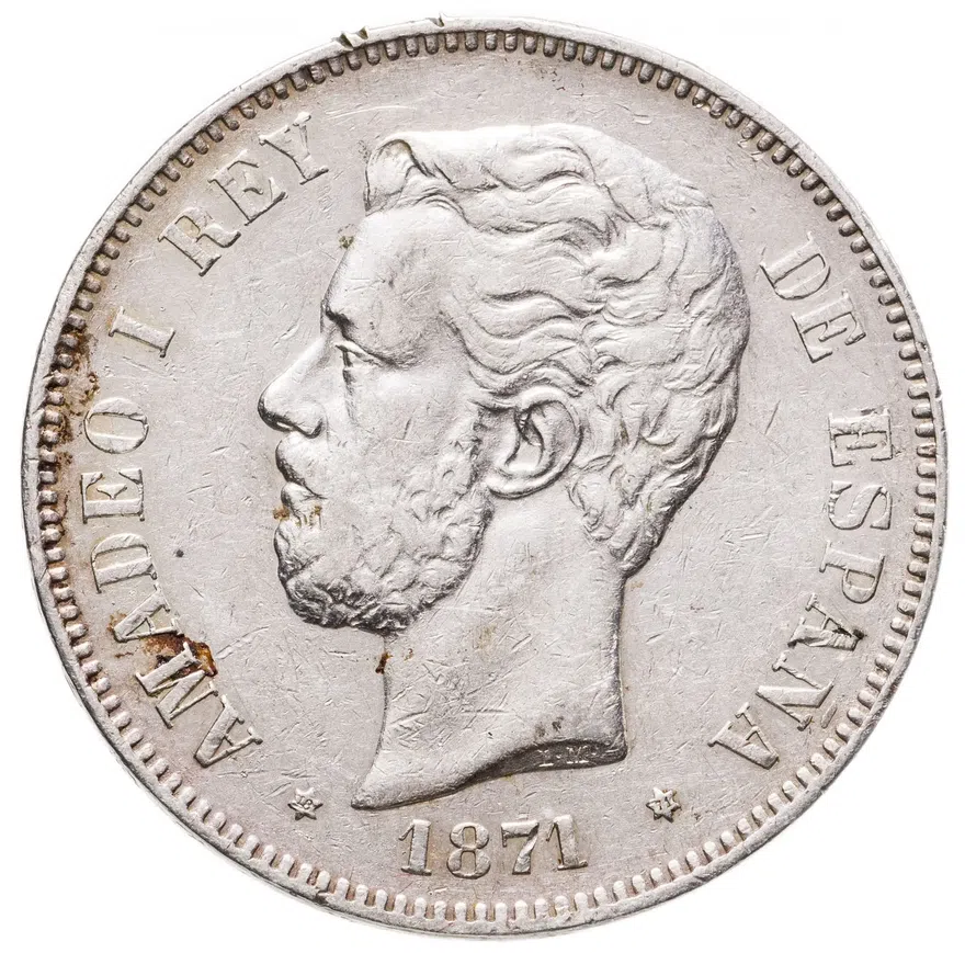 Испания 5 песет (pesetas) 1871