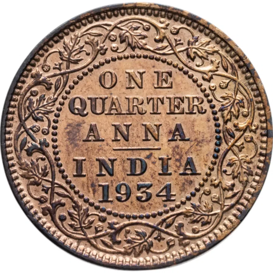 Индия (Британская) 1/4 анны (anna) 1934, реверс