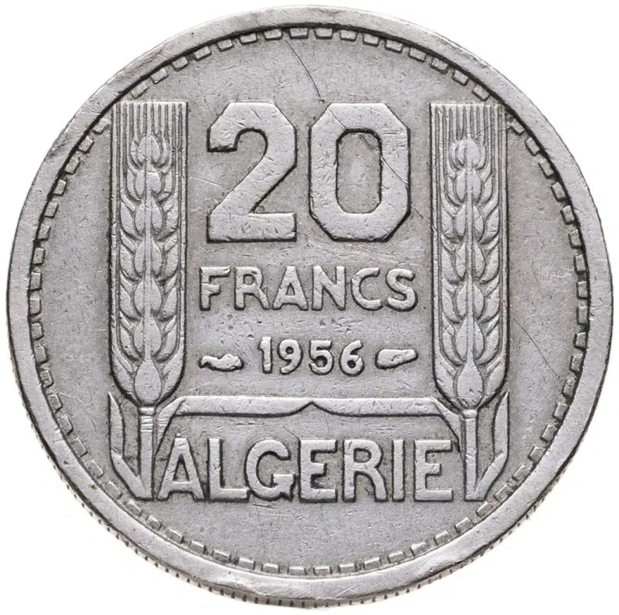 Алжир 20 франков (francs) 1956