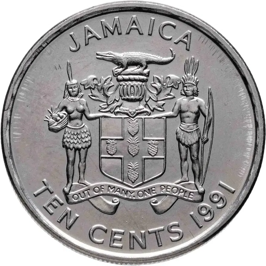 Ямайка 10 центов (cents) 1991, реверс