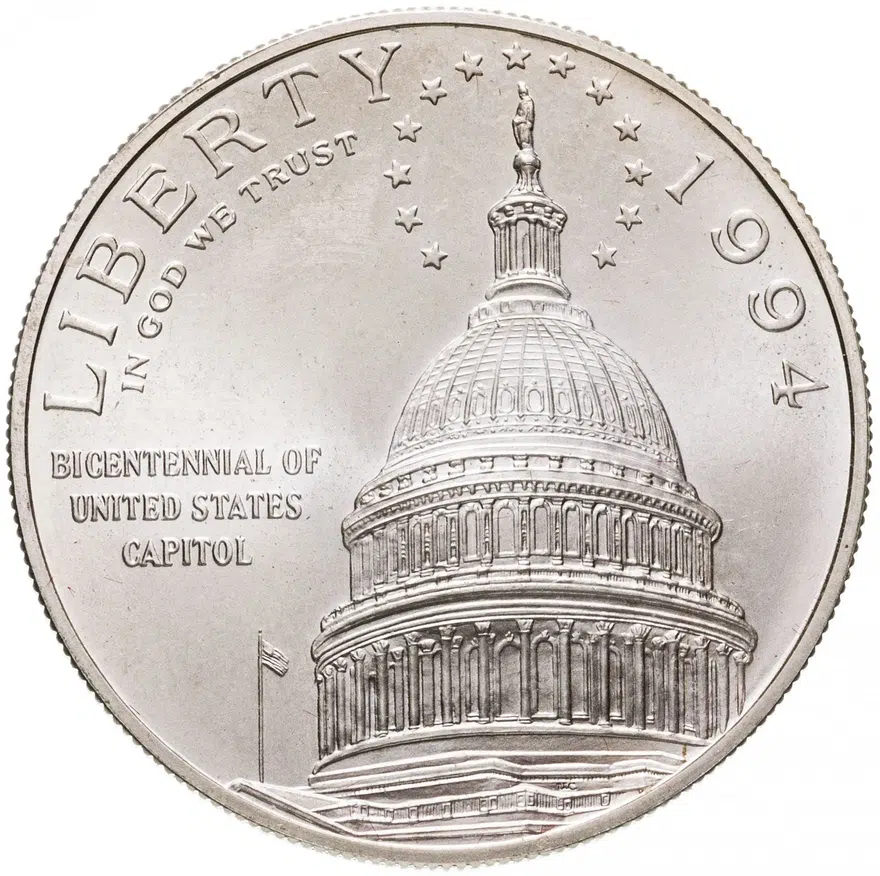 США 1 доллар (dollar) 1994 D Capitol (200 лет Капитолию) знак монетного двора "D" - Денвер