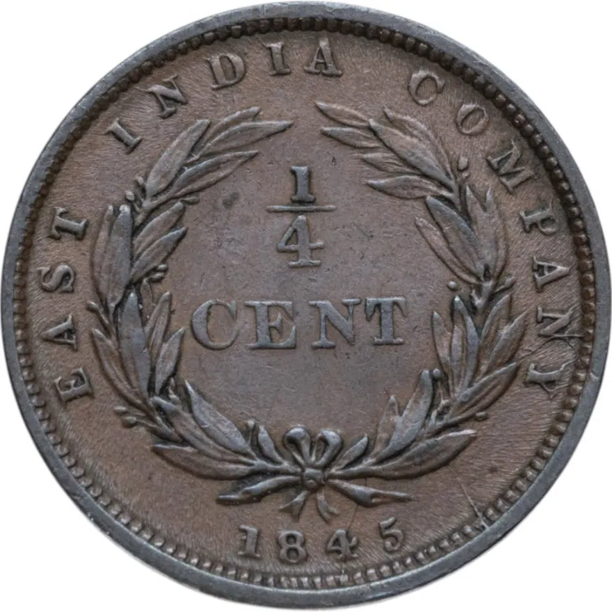 Стрейтс Сетлментс 1/4 цента (cent) 1845