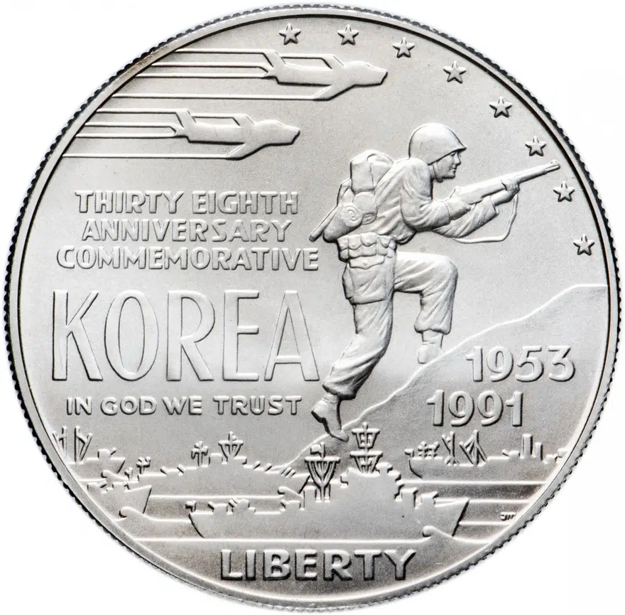 США 1 доллар (dollar) 1991 "38 лет Корейской войне" (D), реверс
