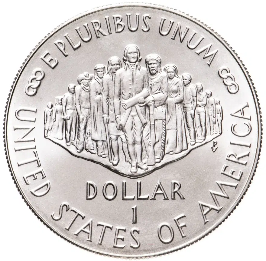 США 1 доллар (dollar) 1987 P Constitution (200 лет Конституции США) знак монетного двора "P" - Филадельфия, аверс