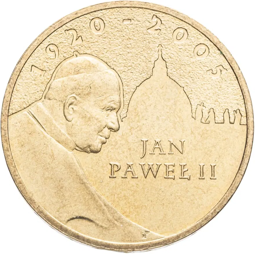 Польша 2 злотых (zlote) 2005  Папа римский Иоанн Павел II, аверс