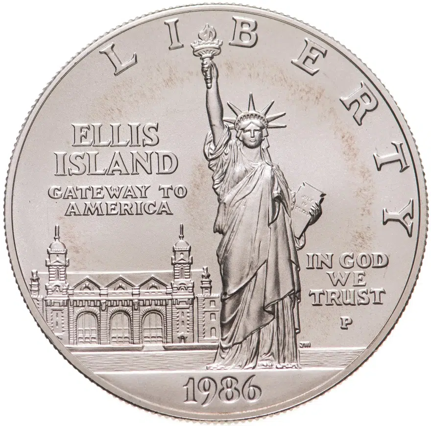 США 1 доллар (dollar) 1986 P Statue of Liberty (100 лет Статуе Свободы) знак монетного двора "P" - Филадельфия, аверс