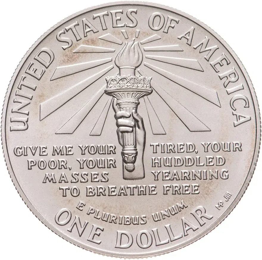США 1 доллар (dollar) 1986 P Statue of Liberty (100 лет Статуе Свободы) знак монетного двора "P" - Филадельфия, реверс