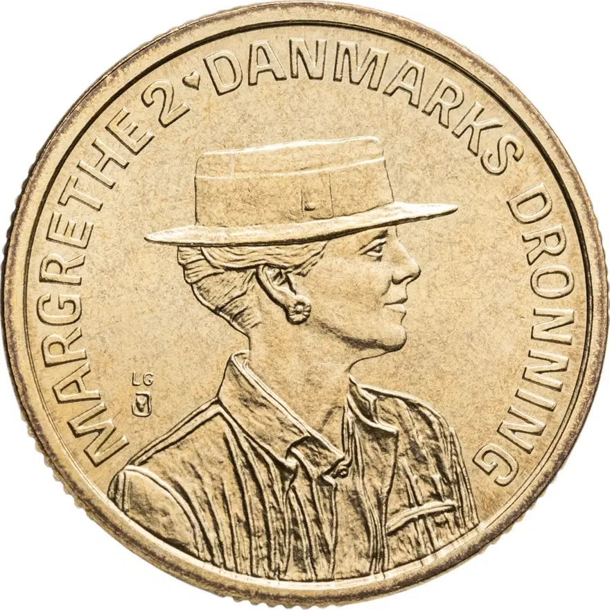 Дания 20 крон (kroner) 1990  50 лет со дня рождения Королевы Маргрете II