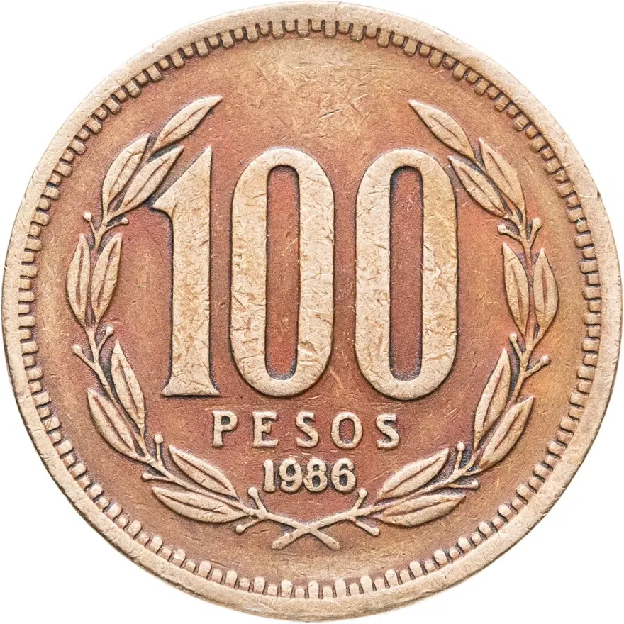 Чили 100 песо (pesos) 1986
