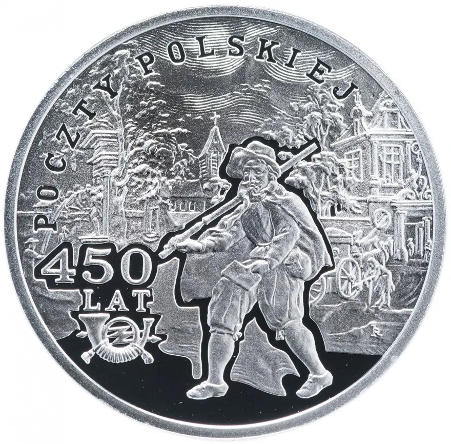 Польша 10 злотых 2008 "450 лет польской почтовой службе", реверс