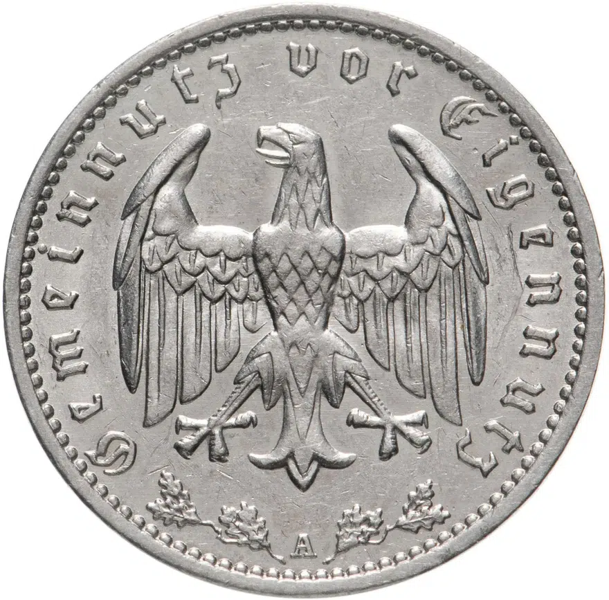 Германия, Третий рейх 1 рейхсмарка (reichsmark) 1933 D, реверс