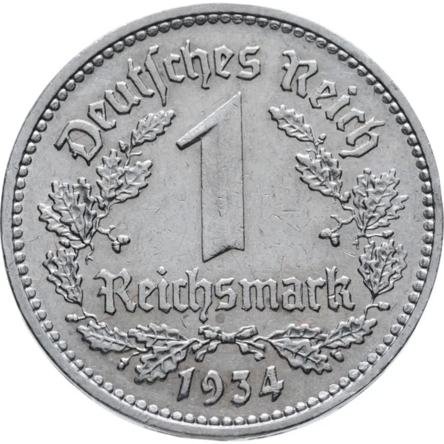 Нацистская Германия (Третий Рейх) 1 рейхсмарка 1934 A
