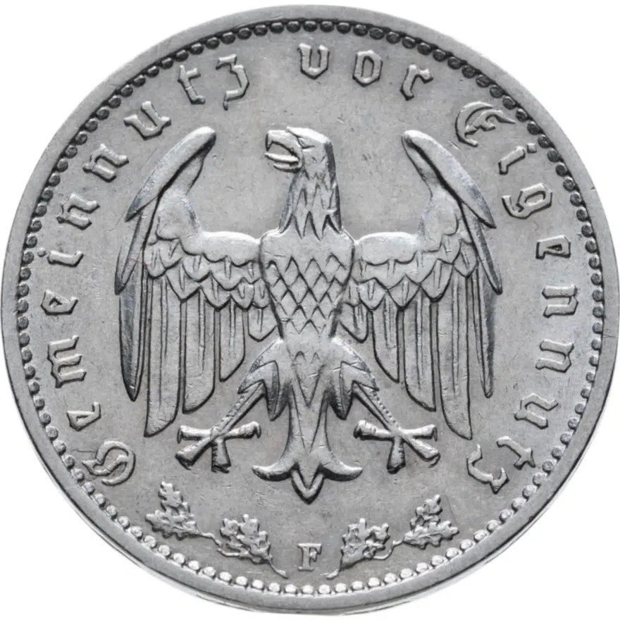 Нацистская Германия (Третий Рейх) 1 рейхсмарка 1934 A, реверс