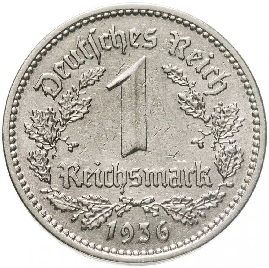Третий рейх 1 рейхсмарка (reichsmark) 1936 A