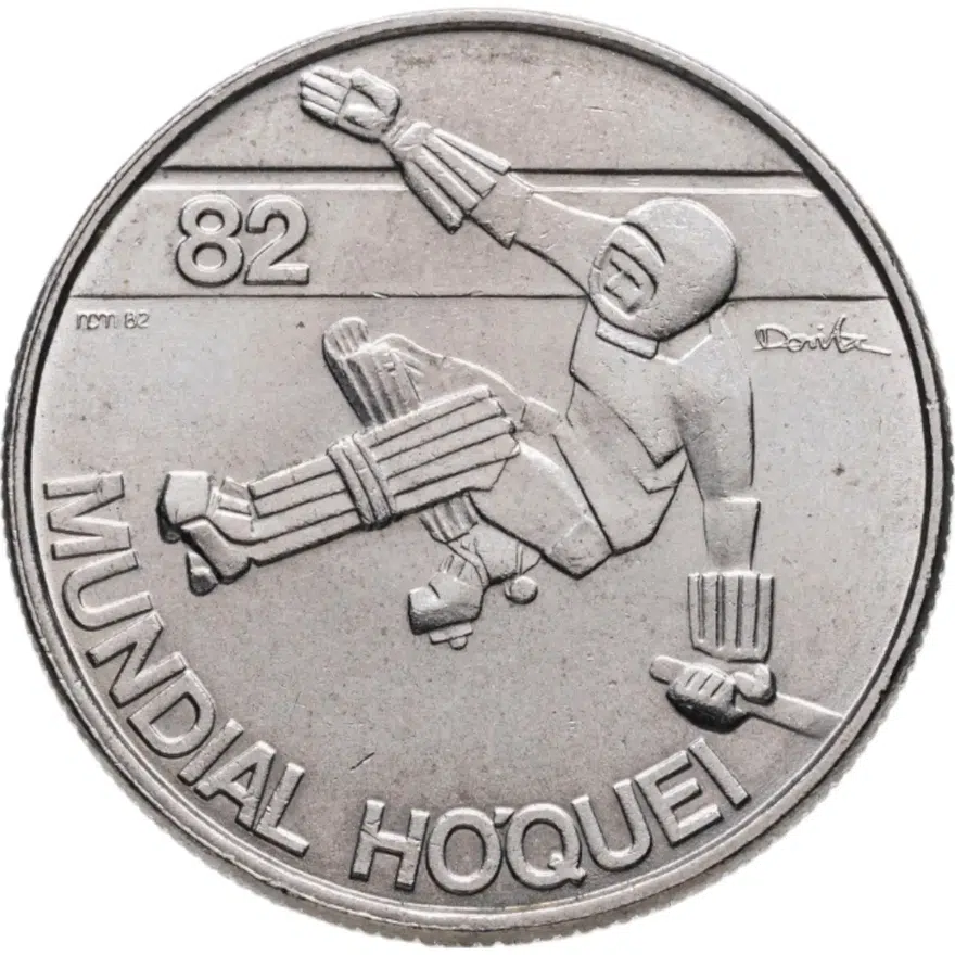 Португалия 25 эскудо (escudos) 1982  Чемпионат мира по хоккею на роликах