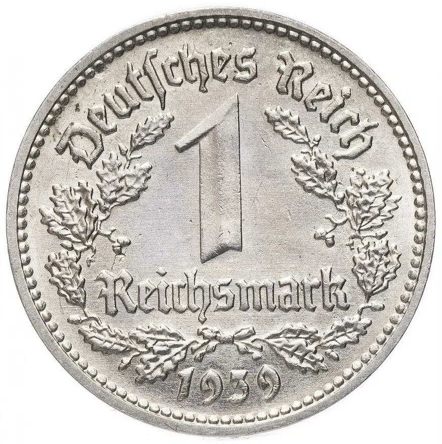 Германия, Третий рейх  1 рейхсмарка (reichsmark) 1939 D