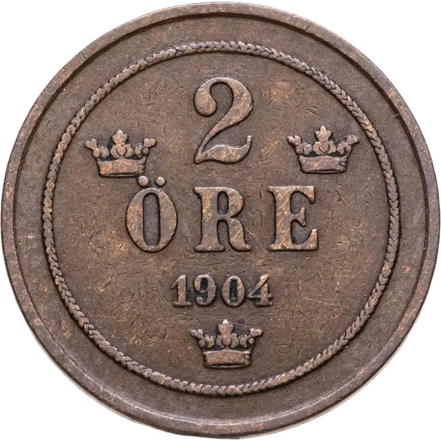 Швеция 2 эре (ore) 1904, аверс