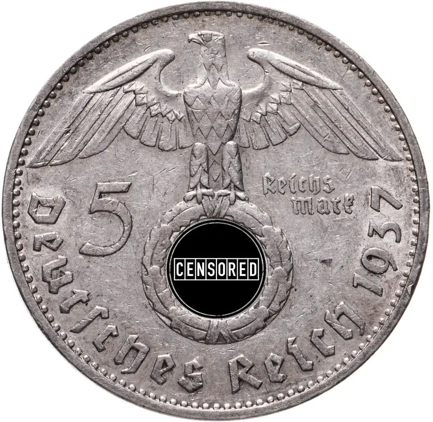 Третий Рейх 5 рейхсмарок (reichsmark) 1937  Гинденбург