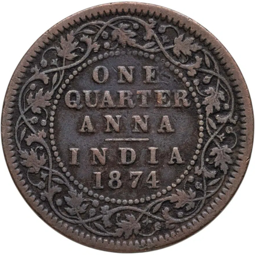 Индия (Британская) 1/4 анны (anna) 1874
