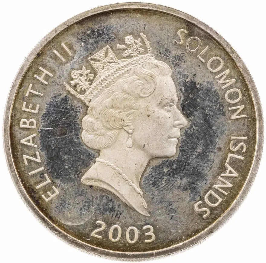 Соломоновы Острова 25 долларов (dollars) 2003  Самолёты - Мартин M-130 «Чайна клиппер» (China Clipper), реверс