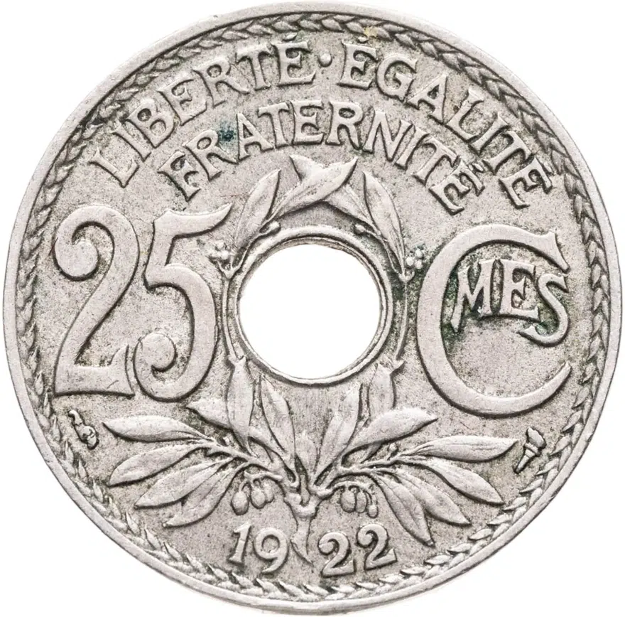 Франция 25 сантимов (centimes) 1922